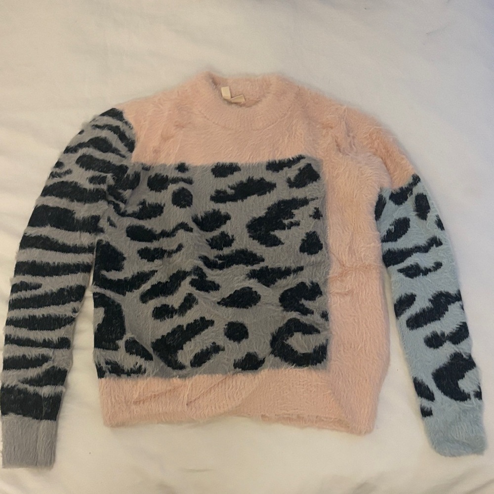 Moth Fuzzy Animal Print Sweater